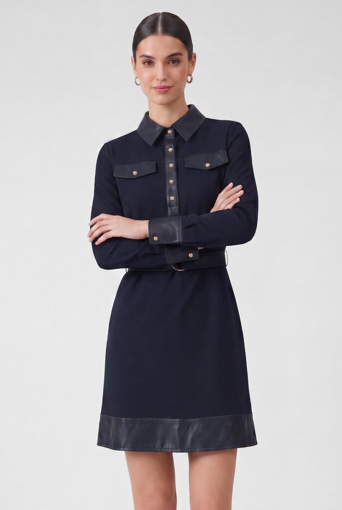 Current Air Faux Leather A-Line Mini Dress