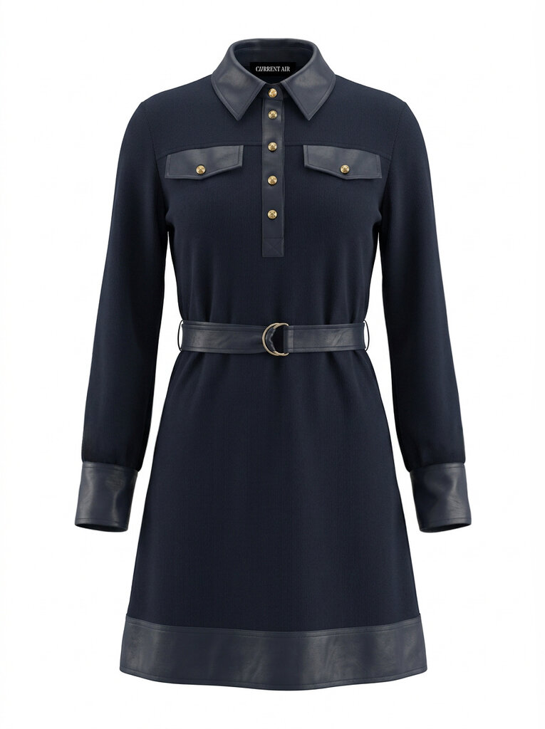 Current Air Faux Leather A-Line Mini Dress