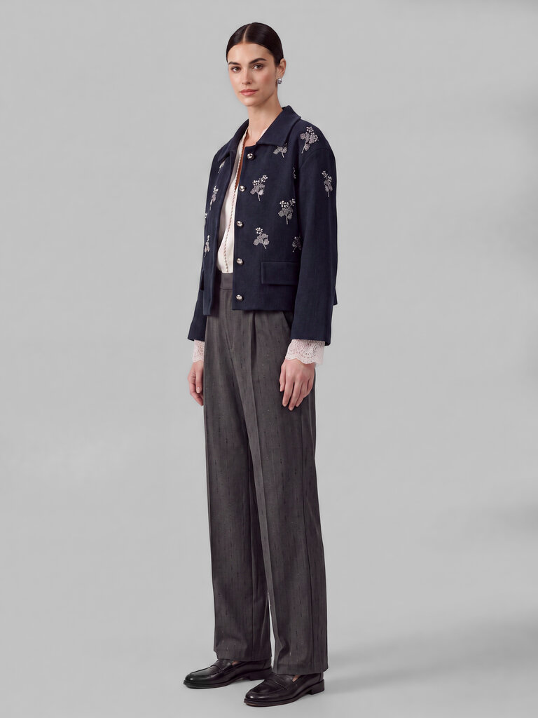 Current Air Floral Beaded Cardigan