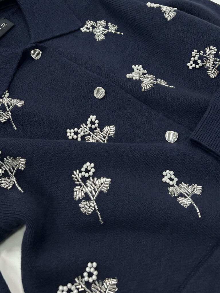 Current Air Floral Beaded Cardigan