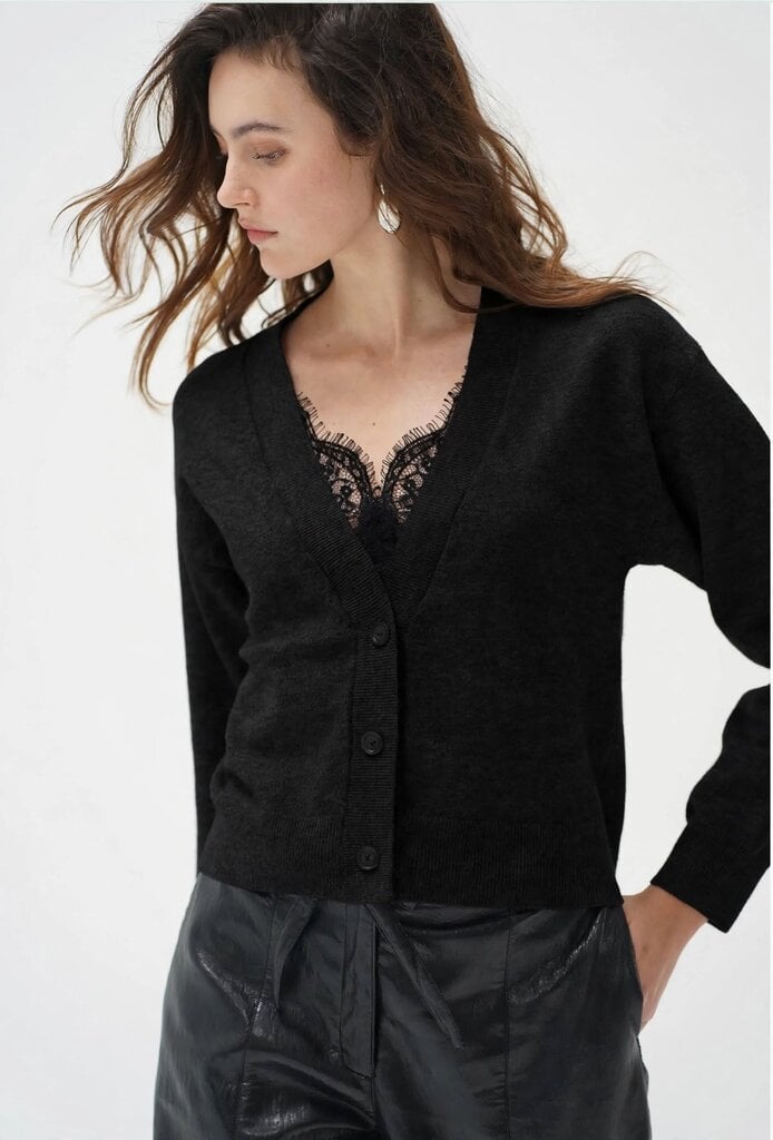 LNA Sterling Lace Trim Sweater