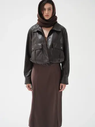 LNA Mercer Faux Leather Bomber Jacket