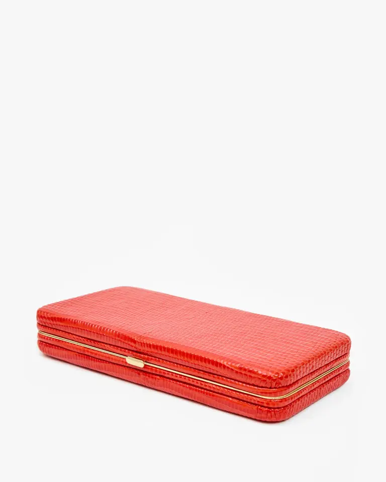 Clare V. Glossy Lizard Le Tabac Clutch