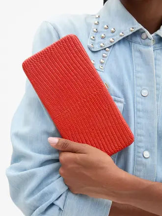 Clare V. Glossy Lizard Le Tabac Clutch