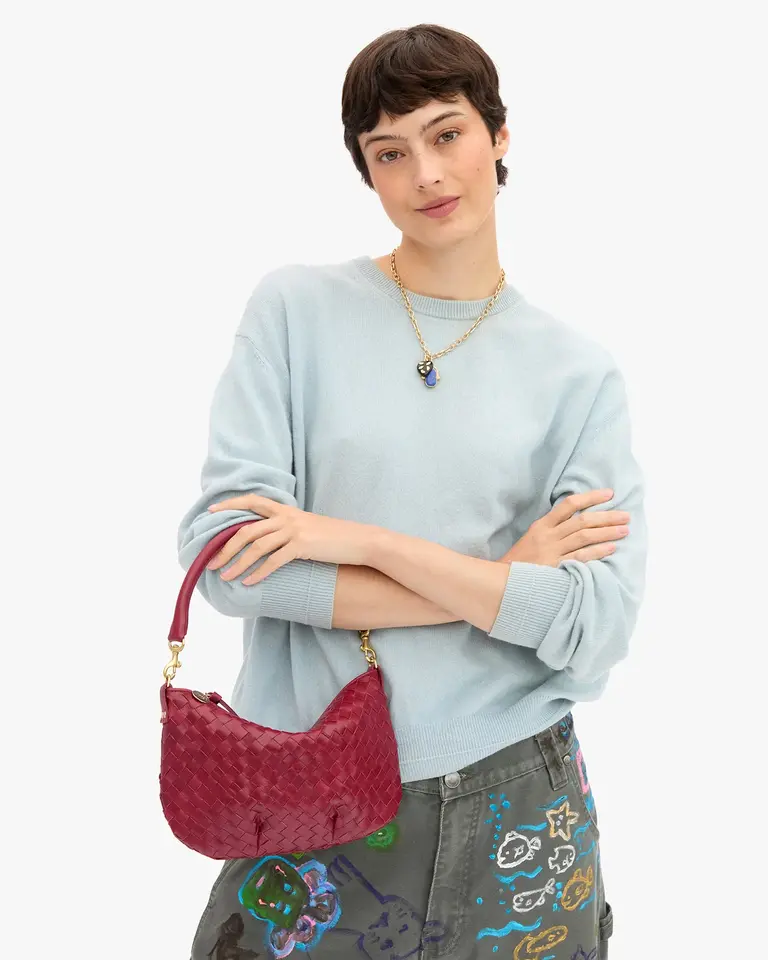 Clare V. Woven Diagonal Petit Moyen Messenger