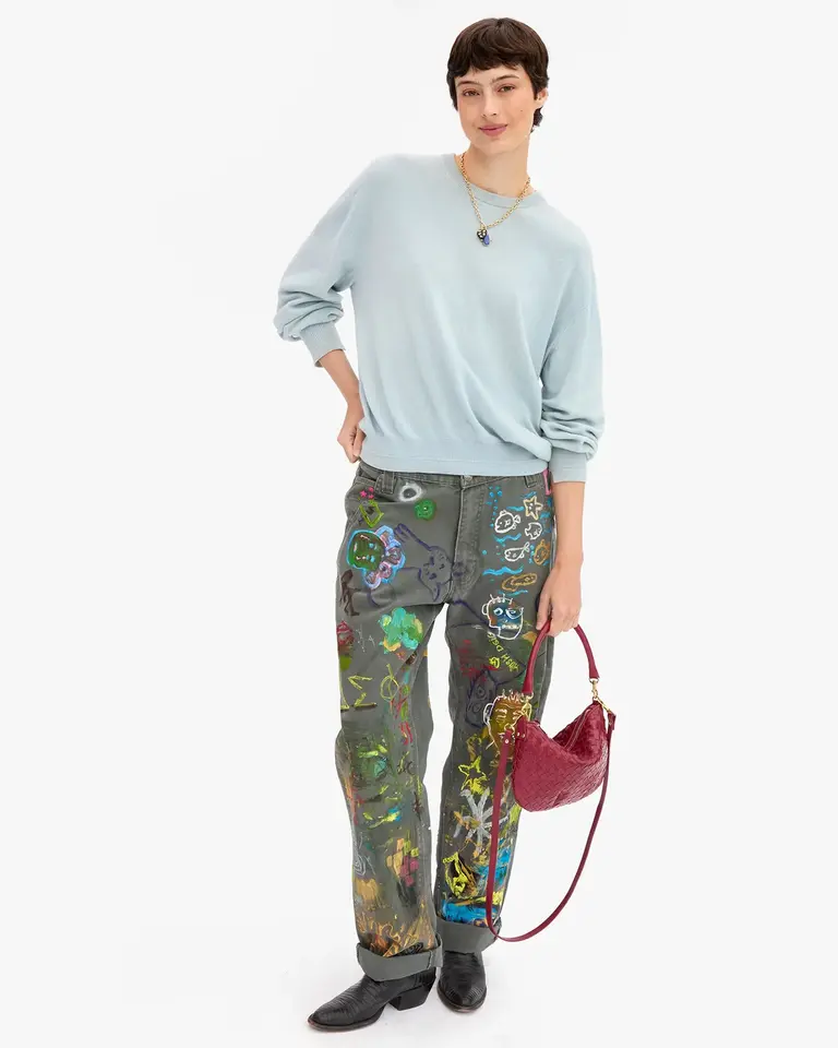 Clare V. Woven Diagonal Petit Moyen Messenger