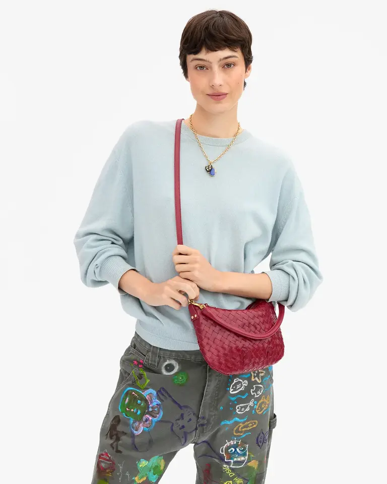 Clare V. Woven Diagonal Petit Moyen Messenger