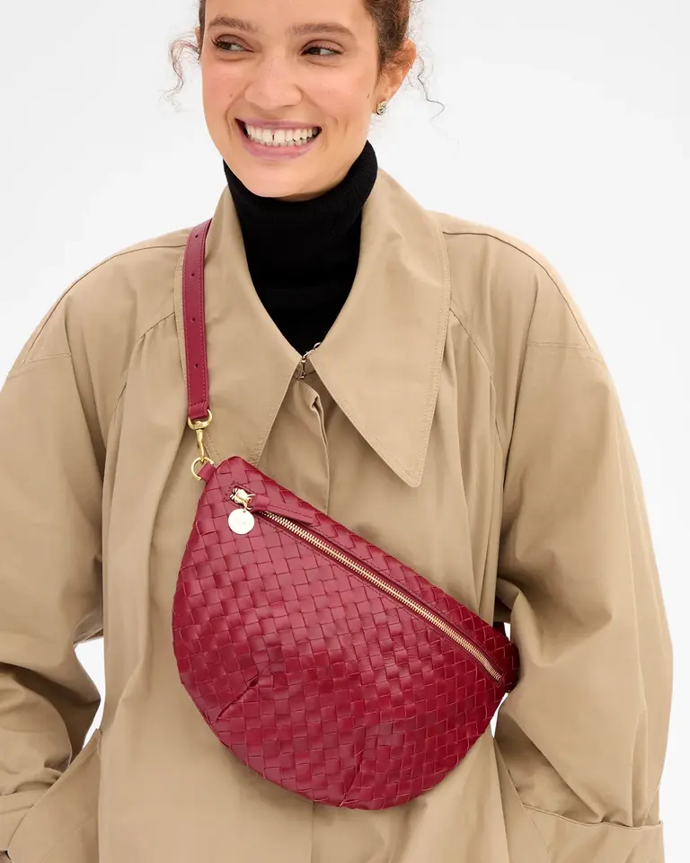 Clare V. Diagonal Woven Grande Fanny