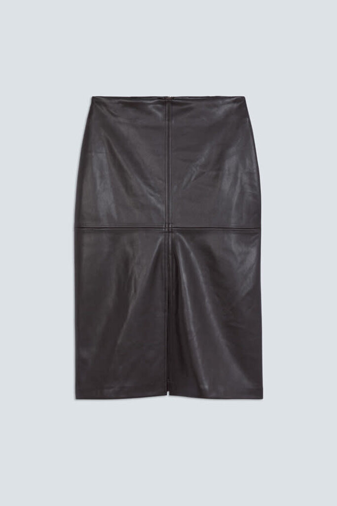 Suncoo Forever Faux Leather Midid Skirt
