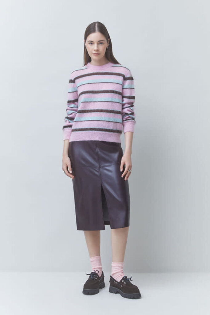 Suncoo Forever Faux Leather Midid Skirt