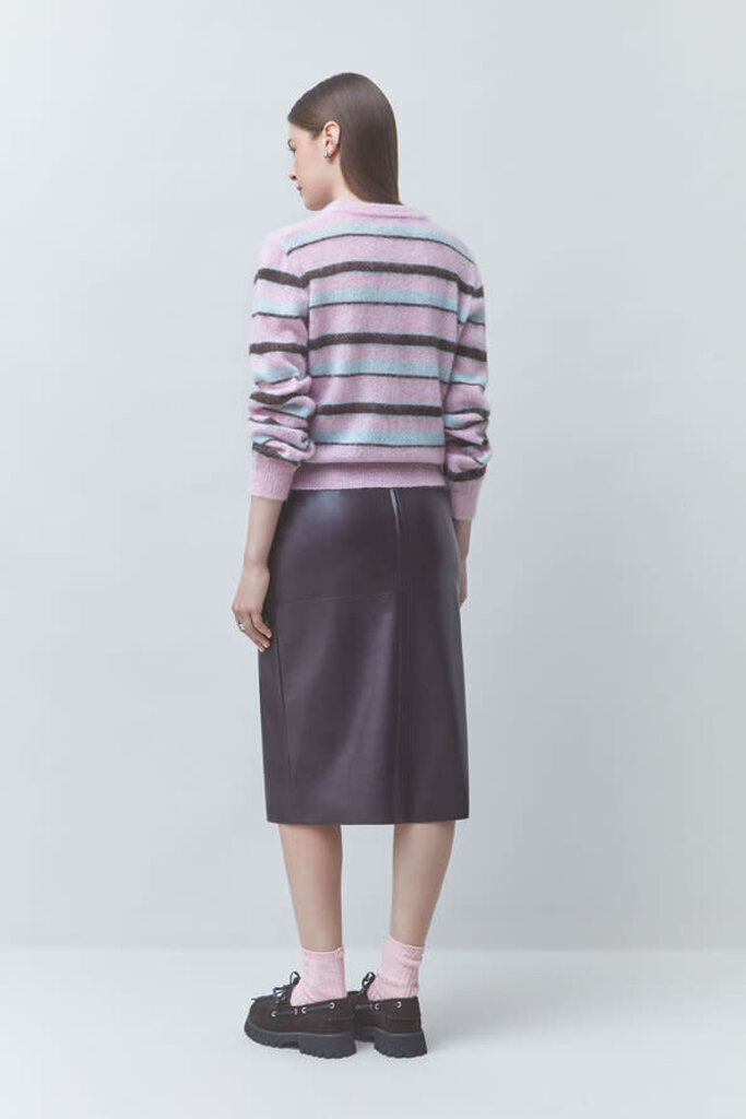 Suncoo Forever Faux Leather Midid Skirt