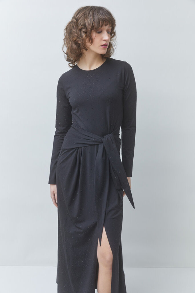 Suncoo Comete  draped dress with rhinestone