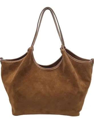 Suie Valentini Big  Leather & Suede Tote Bag with Crossbody Strap