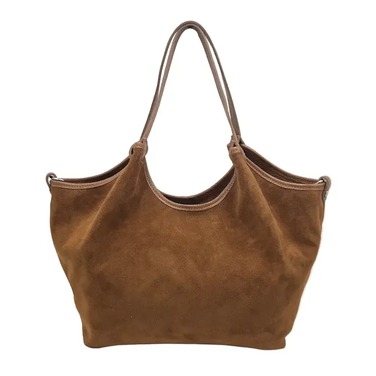 Suie Valentini Big  Leather & Suede Tote Bag with Crossbody Strap