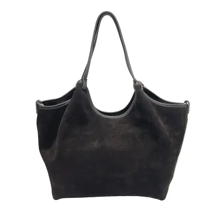 Suie Valentini Big  Leather & Suede Tote Bag with Crossbody Strap