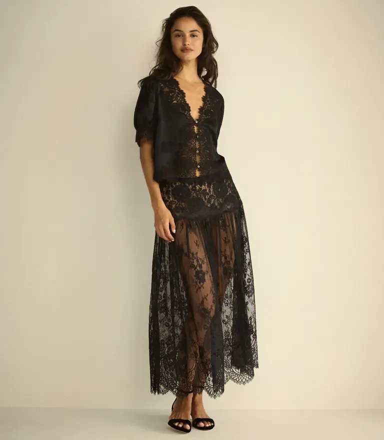 Dôen Idella Silk Top in Black