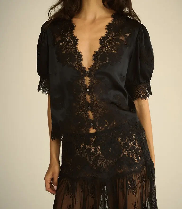 Dôen Idella Silk Top in Black