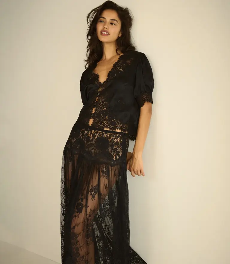 Dôen Idella Silk Top in Black