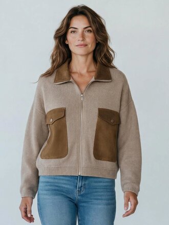 BlankNYC Latte later-Camel Combo Sweater Jacket