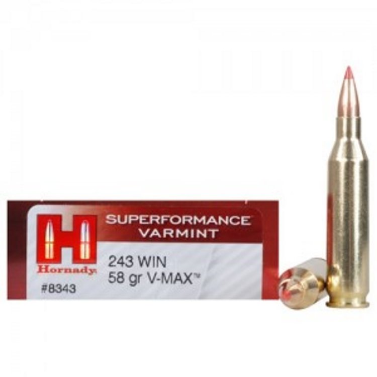 HORNADY HORNADY 243 WIN 58 GR V-MAX SUPERFORMANCE BOX OF 20RDS
