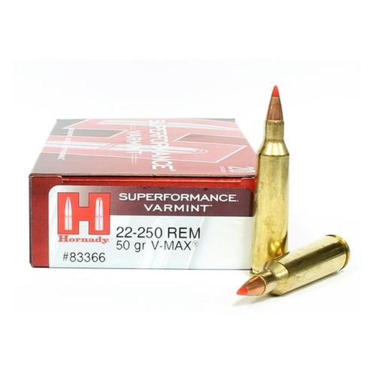 HORNADY HORNADY SUPERFORMANCE 22-250 50 GR V-MAX BOX OF 20RDS