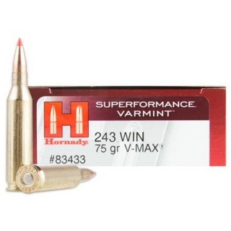 HORNADY SUPERFORMANCE 243 WIN 75GR V MAX BOX OF 20RDS