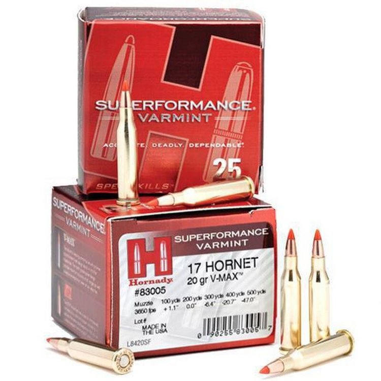 HORNADY HORNADY SUPERFORMANCE 17 HORNET 20GR V-MAX BOX OF  25RDS
