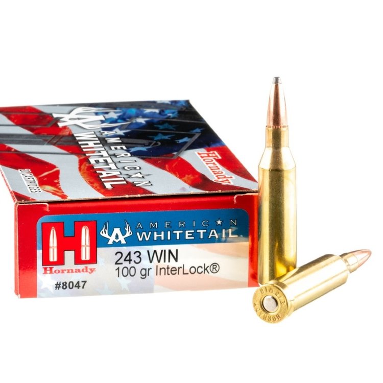 HORNADY HORNADY AMERICAN WHITETAIL 243 WIN 100GR INTERLOCK 20RDS