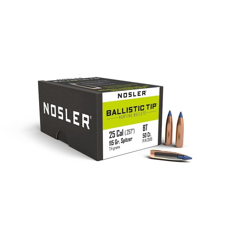 NOSLER NOSLER  BALLISTIC TIP .257 DIA 115GR BULLETS