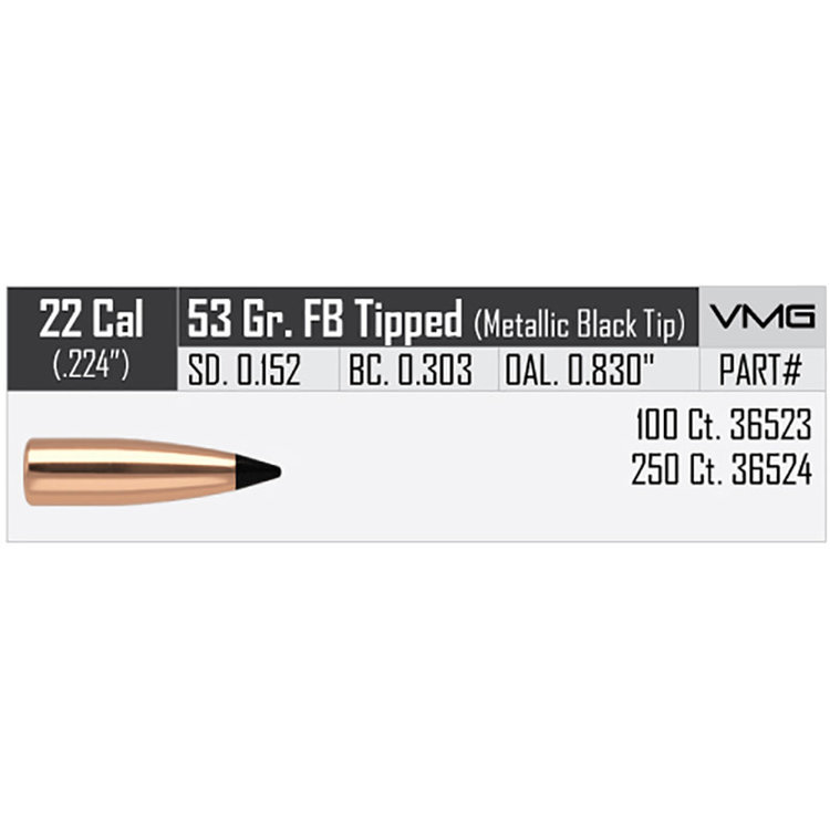 NOSLER NOSLER 36523 VARMAGEDDON 22 CAL 53GR FB TIPPED BULLETS(100 CT)
