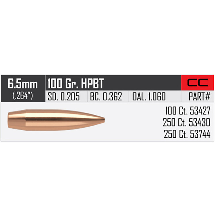 NOSLER NOSLER .264 DIA 100GR HPBT CUSTOM COMPETITION