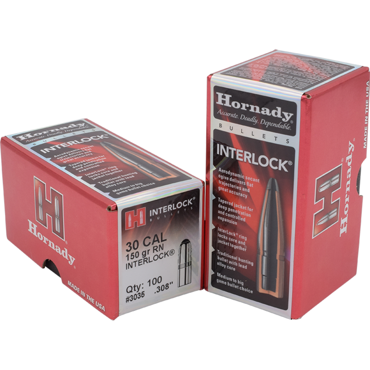 HORNADY HORNADY 30 CAL .308 DIA 150GR RN INTERLOCK BULLETS 100PK
