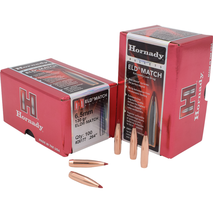 HORNADY HORNADY 6.5MM .264 DIA  130GR ELD MATCH BULLETS 100PK