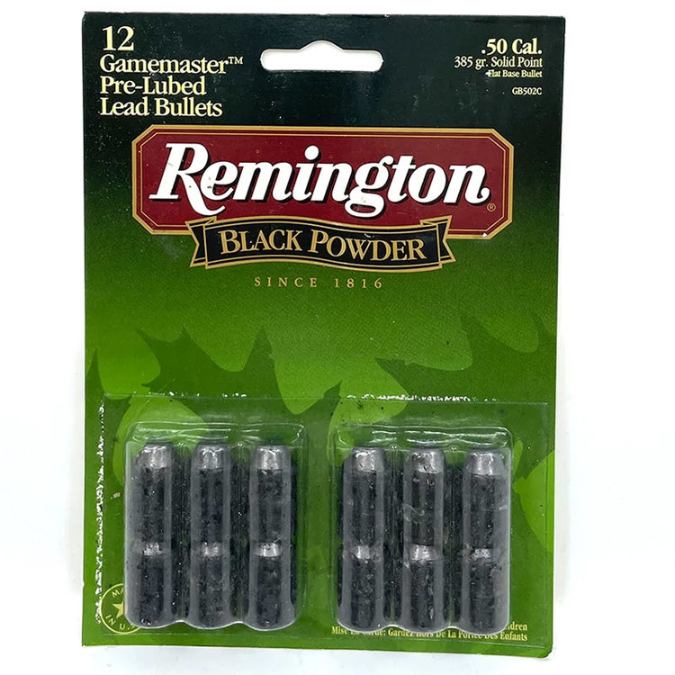 REMINGTON 50 CAL  PRE-LUBED FB SOLID BULLETS 385gr  12pc