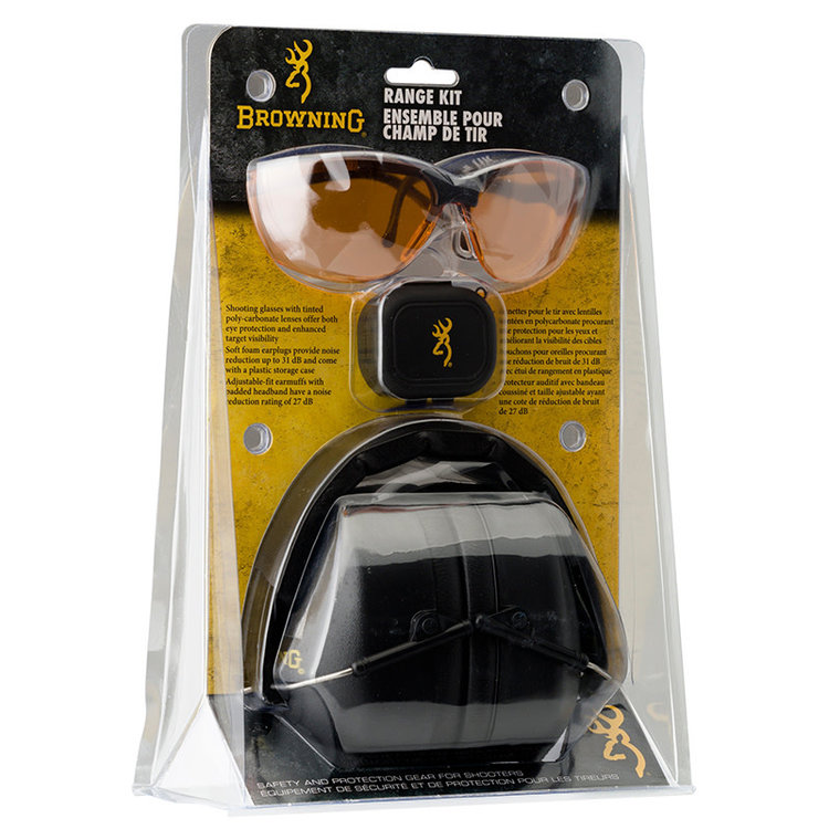 BROWNING RANGE KIT GLASSES EAR PLUGS AND MUFFS