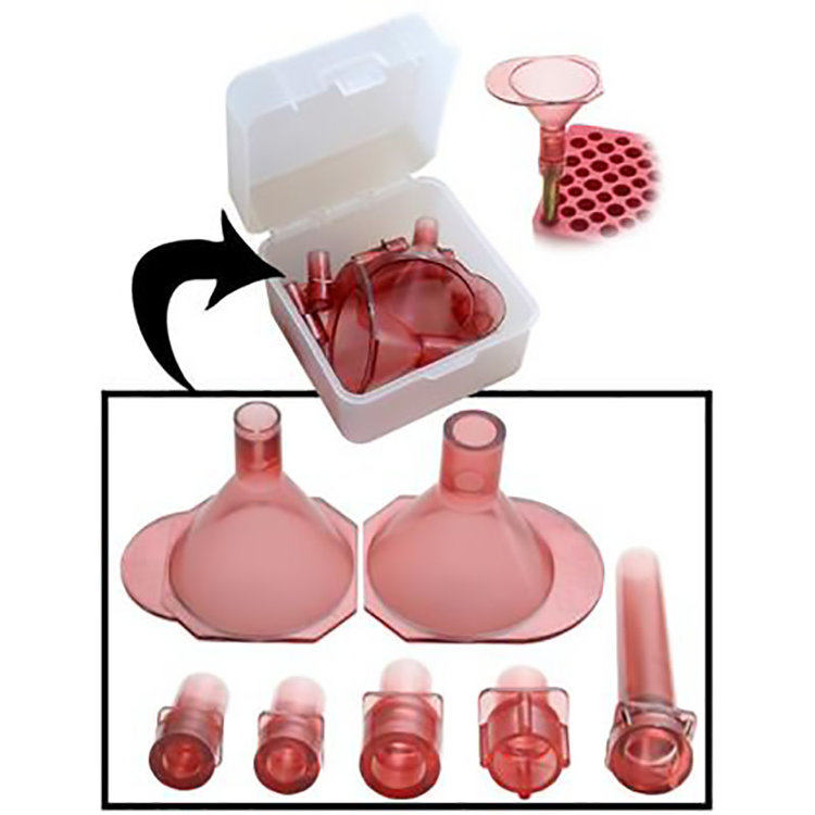 MTM CASE GARD UNIVERSAL POWDER FUNNEL KIT 17 TO 500 S&W CLEAR RED