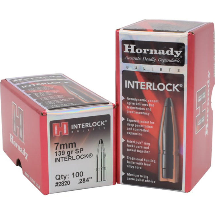 HORNADY HORNADY 7MM .284 DIA  139GR SP INTERLOCK BULLETS 100PK