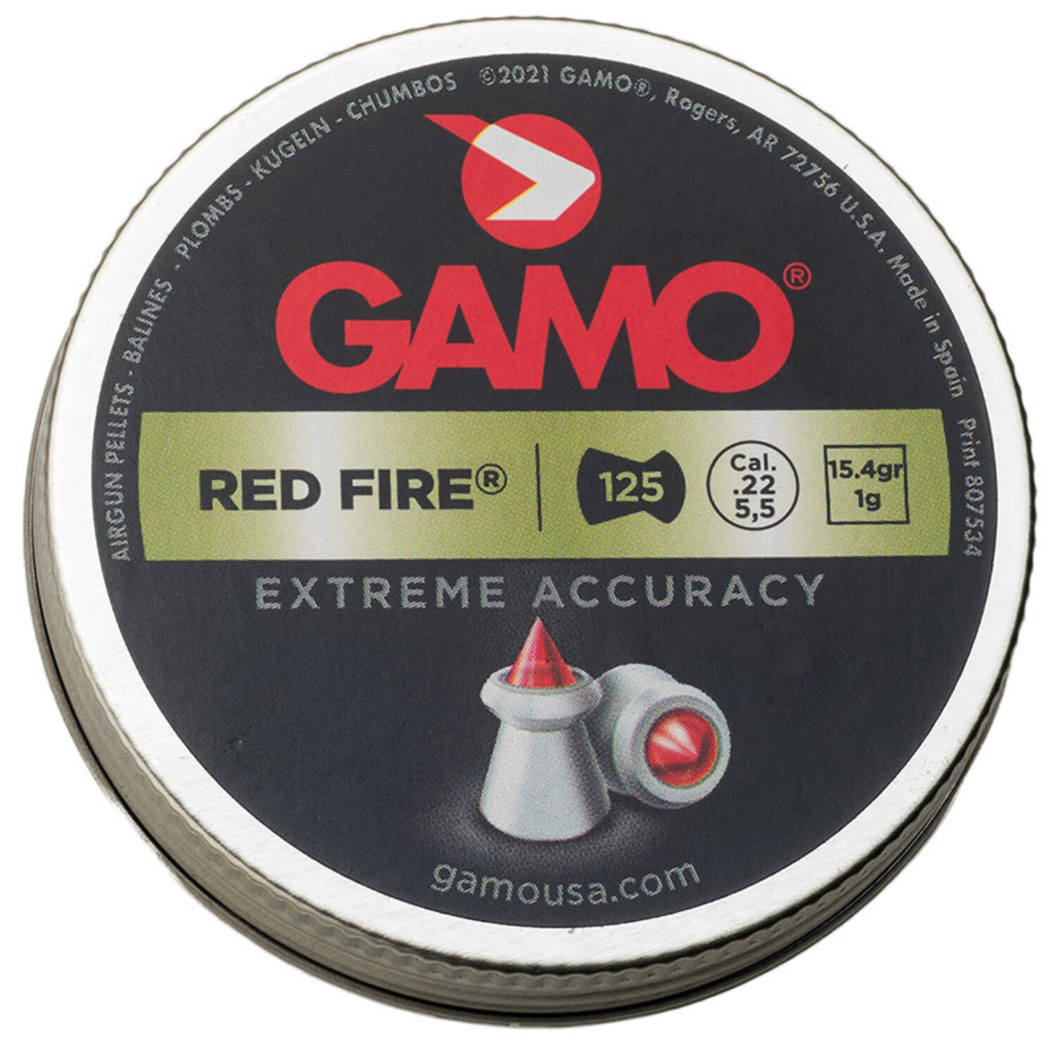 GAMO RED FIRE PELLETS .22 CAL. TINS OF 125 - Goble's Firearms