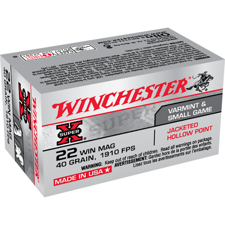 WINCHESTER 22 WMR  40GR  JHP SUPER X  1910FPS 50RDS