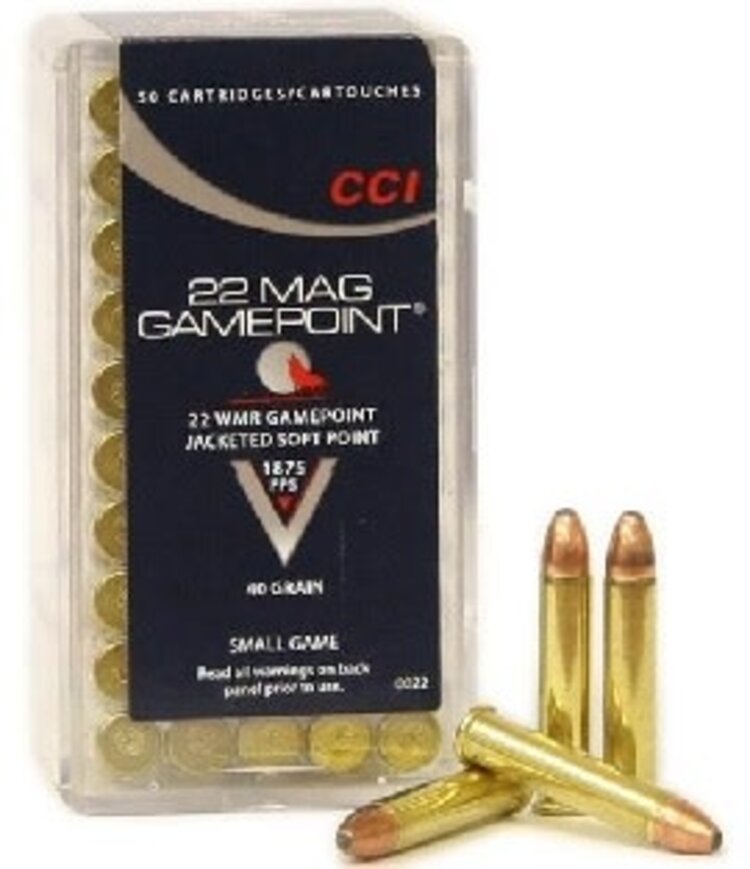 CCI CCI 22WMR 40GR JSP GAMEPOINT 1875FPS 50RDS