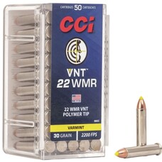 CCI CCI VNT RIMFIRE AMMO 22 WMR, 30 GR, 50 RND, BOXED