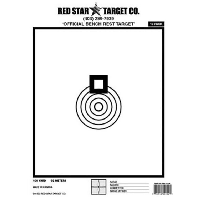 RED STAR BENCH REST 100 YARDS (Extra-ThICK) 10pk