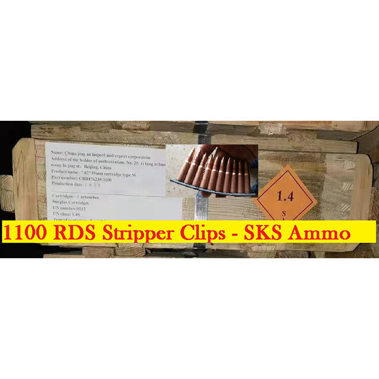 Chinese Surplus 7.62x39 123GR FMJ ON STRIPPER CLIPS 1100 rds Crate