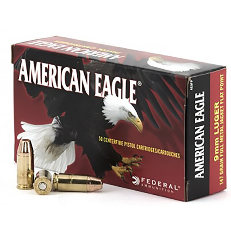 FEDERAL AMERICAN EAGLE 9MM 147GR FMJ/FP 50RDS