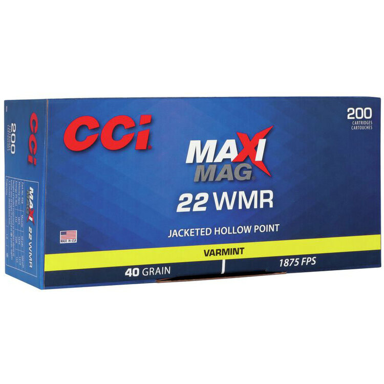 CCI CCI 22 WMR MAXI MAG 40gr  JHP 1875fps 200rds