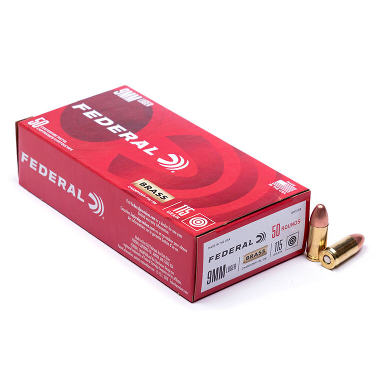FEDERAL FEDERAL 9MM 115GR FMJ BRASS CASE 20BOX/CASE 1000RDS