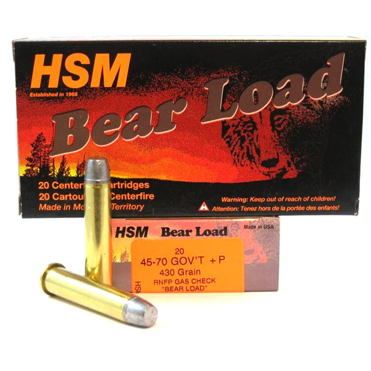 HSM HSM 45-70 GOV +P 430GR CAST LEAD GAS CHECKED BEAR LOADS 20RDS