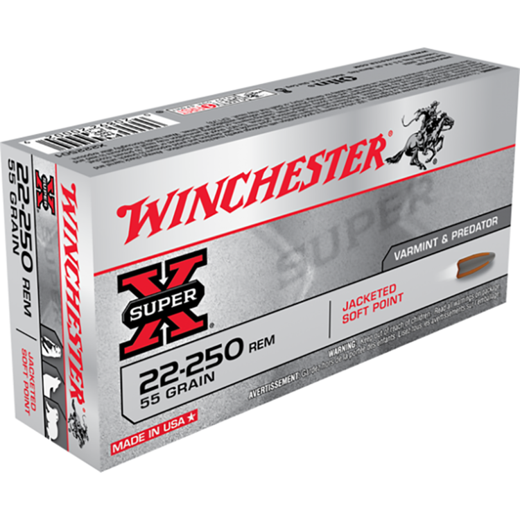 WINCHESTER 22-250 REM CAL 55 GR JSP 20RDS