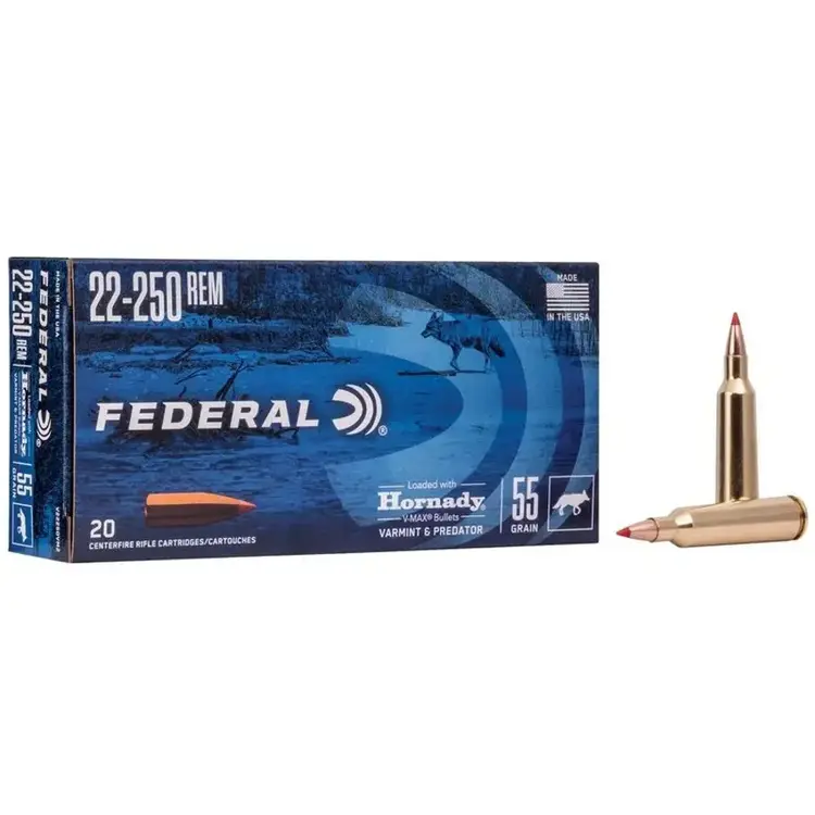 FEDERAL FEDERAL 22-250 REM 55GR V-MAX 20PK