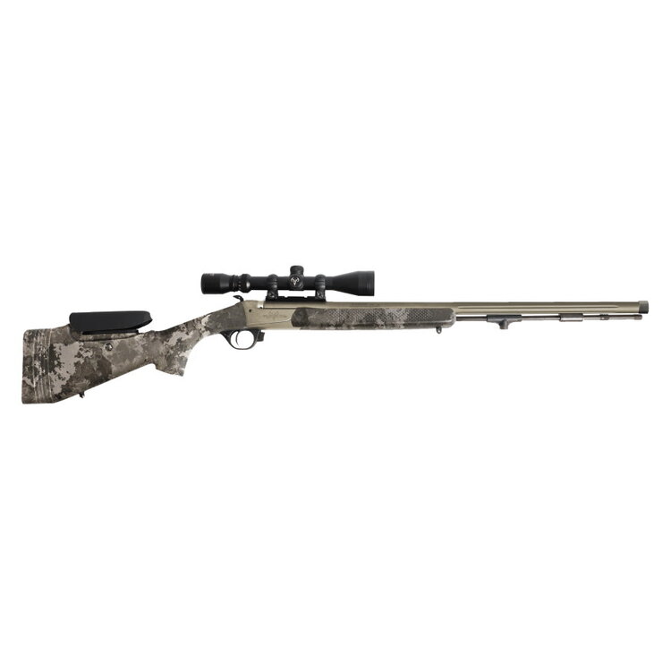 TRADITIONS PURSUIT XT PRO 50 CAL MUZZLELOADER  26 " FLUTED THREADED BARREL TUNGSTEN CERAKOTE  VEIL ALPINE  WITH SCOPE